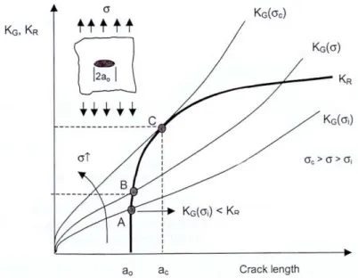 Figura 3.8: Curva K R per lastre sottili di tipo CC (Center Cracked)