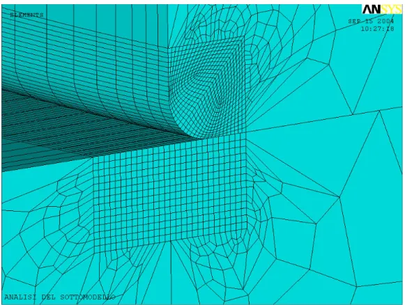 Figura 4.2 – vista ingrandita nella zona di raccordo del modello 