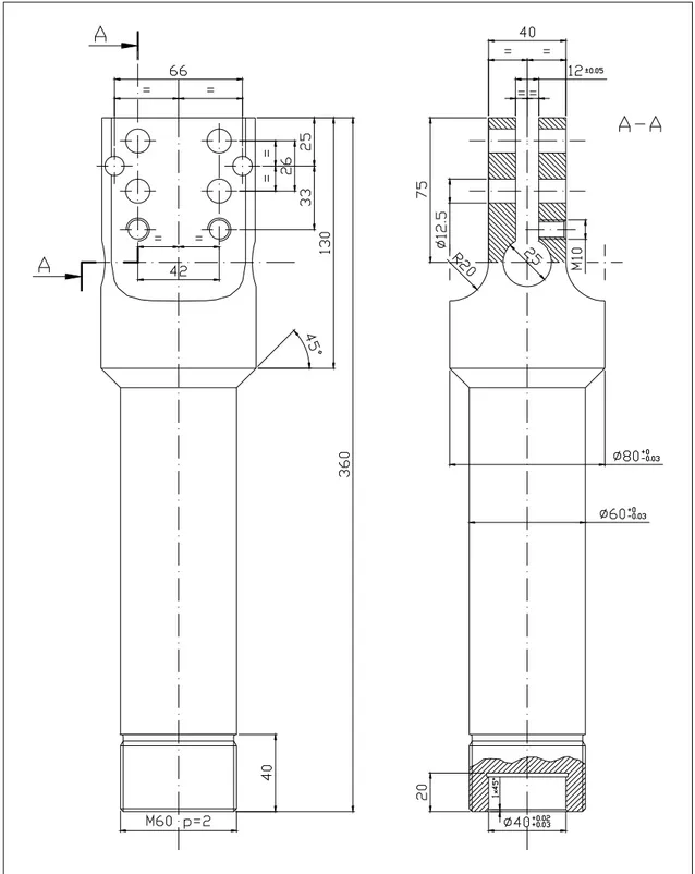 Figura 2.2 – Pinza per provini (dimensioni in millimetri)