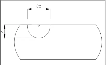 Figura 8.3 - Dimensioni caratteristiche della cricca