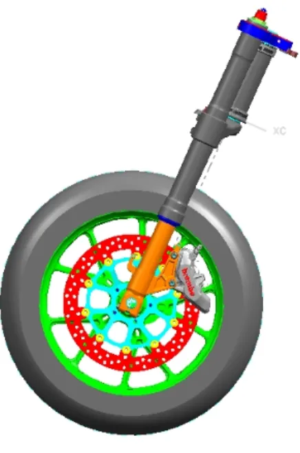 Figura 4.4: Avantreno CAD 3D del motociclo