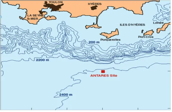 Figure 3.14: The ANTARES site, in the South cost of France.