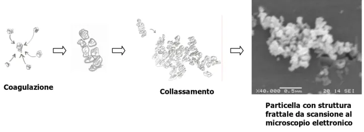 Figura 2-6: vita di una particella di fuliggine 