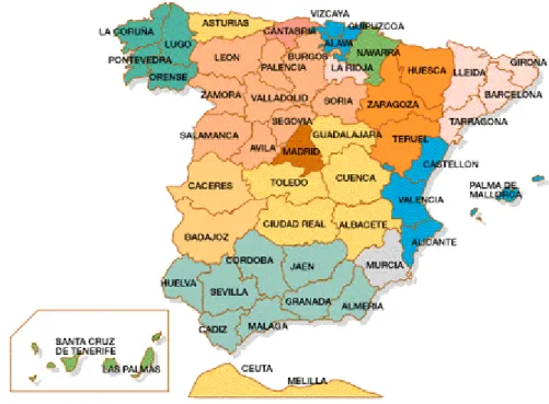 Figura 1.4.: Carta politica della Spagna (Divisione in Comunità Autonome e Province) 