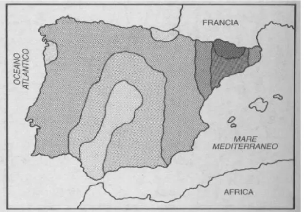 Figura 1.5.: Mappa sintetica della penisola iberica relativa alla seconda componente principale