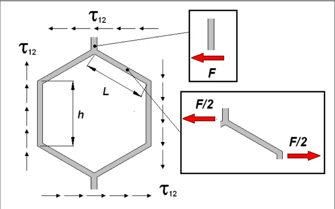Figura 4.8 – Analisi di uno stato di tensione di taglio puro di una cella a  nido d’ape 