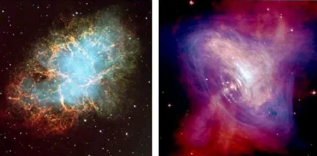 Fig 1.4 :  a ) Crab Nebula ( Nebulosa Del Granchio ): rappresenta il residuo fossile di una esplosione di supernova  avvenuta nel 1054