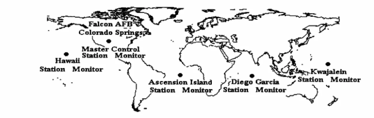 Fig. 1.2.2.1 – Dislocazione geografica delle stazioni componenti il sistema di controllo terrestre 