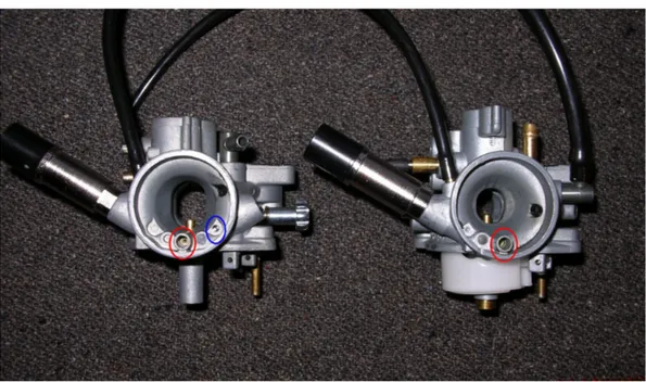 Figura 6.2: Vista dei carburatori parzialmente disassemblati: a sinistra il modello PHVA16, a destra il PHVA12