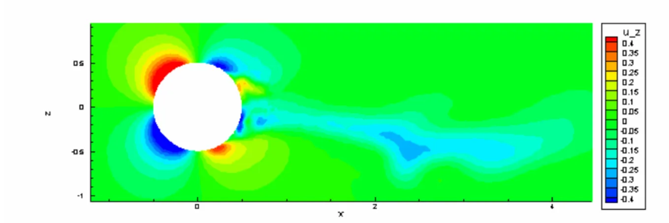 fig. 4.5.3: campo istantaneo di velocità W sul piano azimutale Y=0 