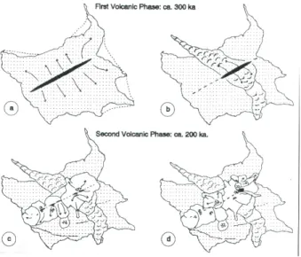 Fig 2.9 Rappresentazione grafica delle fasi di  attività del Mt. Amiata 