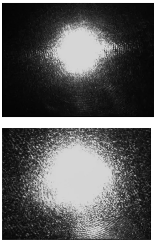 Figura 6.2: immagini del fascio luminoso incidente sul sensore della telecamera con diaframma f/11