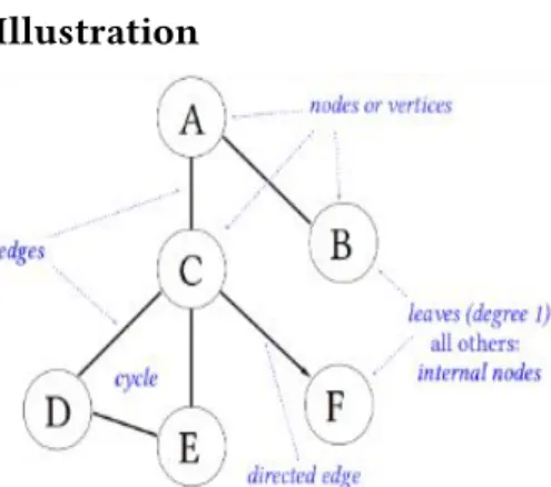 Fig. 1. Example of a graph depicting the names of important parts of a graph or tree.