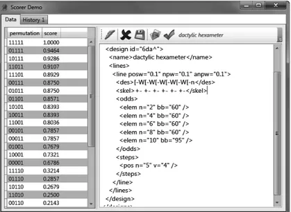 Figure 8 : User interface for tuning a verse design in relation to its score