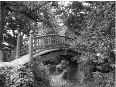 Figure 2. A red bridge in the Japanese garden of  edmond de rothschild’s family castle, boulogne-billancourt, Paris.