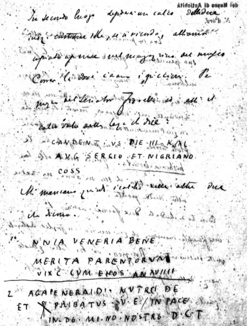Fig. 5 – Lettera di Ettore Pais a Tomaso Luciani (Sassari, 20 marzo 1883)  con trascrizione di ICVR I 3677, VII 19950 e VII 20101