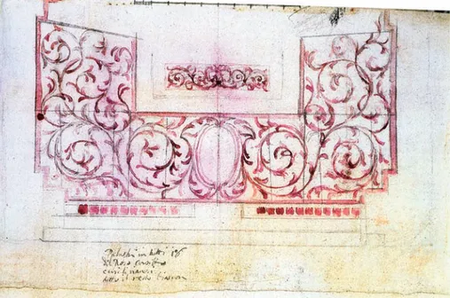 Fig. 77. Giuseppe Pozzo, disegno progettuale di un pavimento, Album di disegni, Milano,