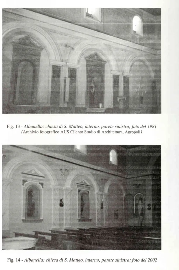 Fig.  14 - Albanella:  chiesa di S.  Matteo,  interno, parete sinistra; foto del 2002