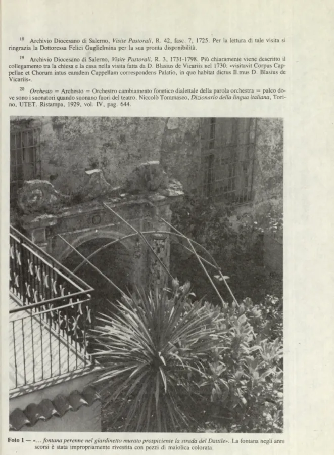 Foto  1  —  «...fontana perenne nel giardinetto murato prospiciente la strada del Dottile»