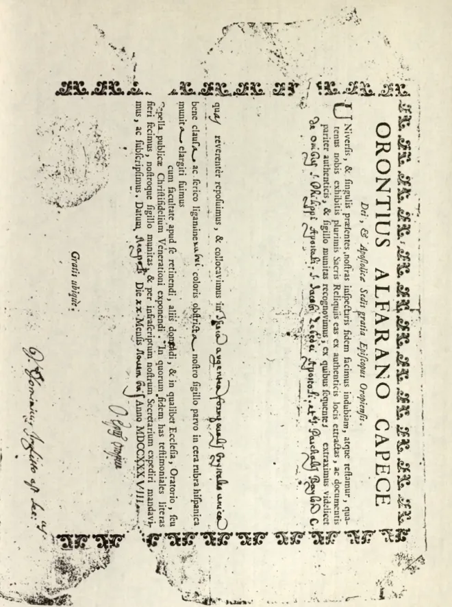 Fig.  3)  -  Diploma  del  vescovo  O.  Alfarano  Capece  del  20  novembre  1738.
