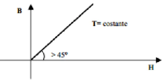 Figura 9 - Andamento dell'induzione del campo magnetico rispetto al campo esterno nelle sostanze  diamagnetiche 