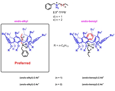 Figure 2.3. Endo-alkyl and endo-benzyl calixarene-based pseudorotaxane 