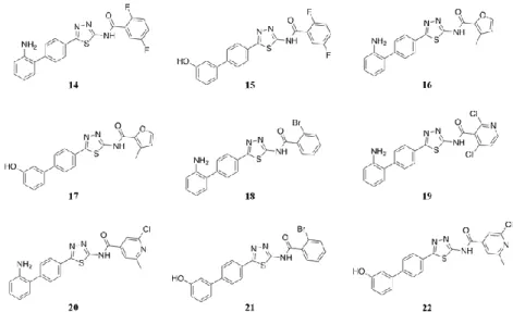 Figure  33  2-amino-1,3,4-thiadiazole  derivatives  selected  for  mPGES-1  via  structure-based 