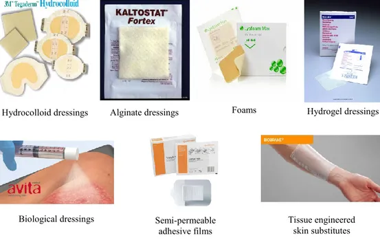 Figure 4. Some examples of commercially available modern wound  dressings. 