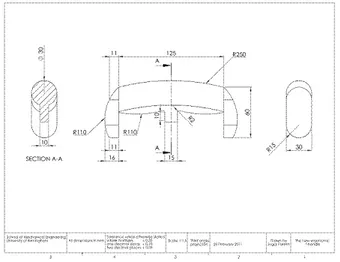 Fig. 2.  Engineering drawing of the handle. 