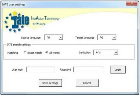 Fig. 2.5 L’interfaccia di IATE accessibile tramite Terminology Macro 