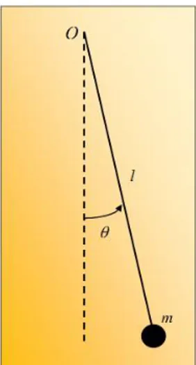 Figure 2.2.  Schematic representation of a pendulum of mass m and length l displaced of an angle 