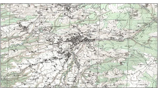 Figura 4.1 Un estratto di Carta topografica IGM. Le carte a colori sono prodotte  dagli inizi degli anni „70 