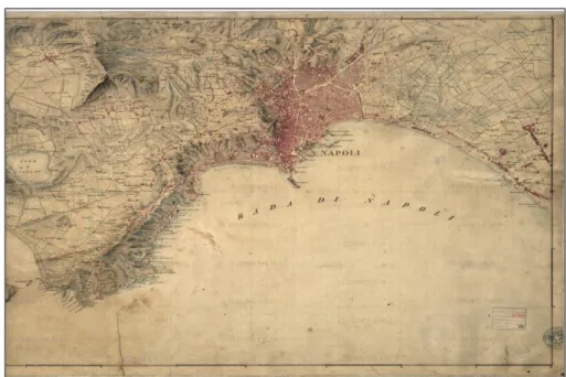 Figura  4.2  Esempio  di  cartografia  storica.  Acquerello,  disponibile  presso  gli  archivi IGM, della città di Napoli (1815 circa)