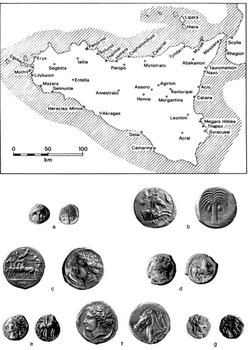 Fig. 1 – Cartina Sicilia punica (Acquaro, Manfredi, Tusa 1991). 