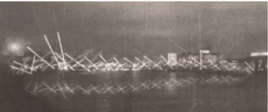 Figure 1.7: Presentation of a concept for tensegrity bridge in London. Source: (Boeck, 2013, p