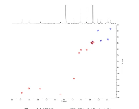 Figure 1.4. HSQC spectrum (CD 3 OD) of giffonin A (1). 