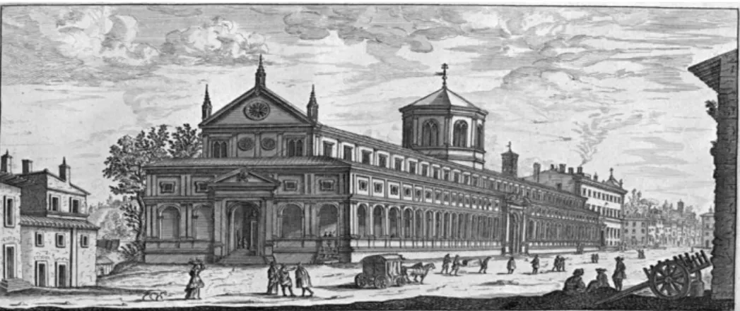 Fig. 1. 6 : Ospedale di Santo Spirito in Saxia a Roma dopo la ricostruzione, 1473 (Fonte:  Carbonara P., 1971)