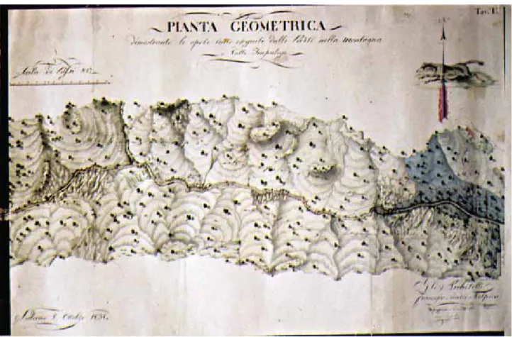 Fig. 4 - Francesco Saverio Malpica e collaboratori, Pianta geometrica della valle Trapulogo (1838).