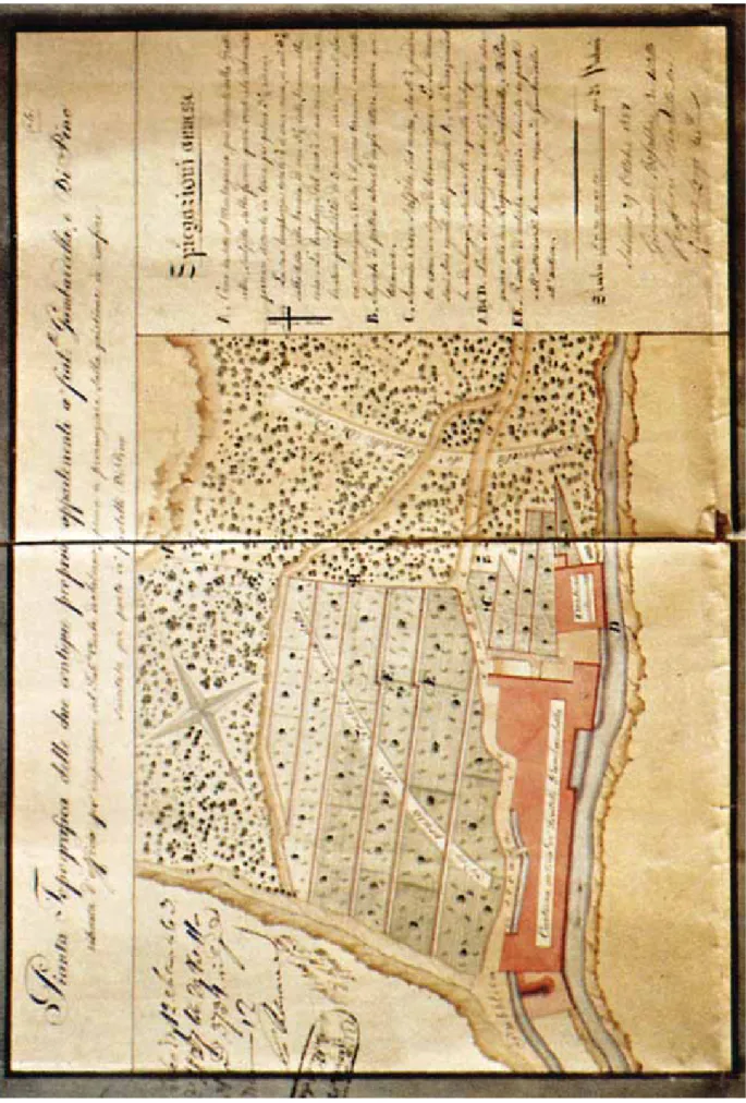 Fig. 12 - Giovanni Rosalba e collaboratori, Pianta Topografica di due contigue proprietà in Costiera… (1827).