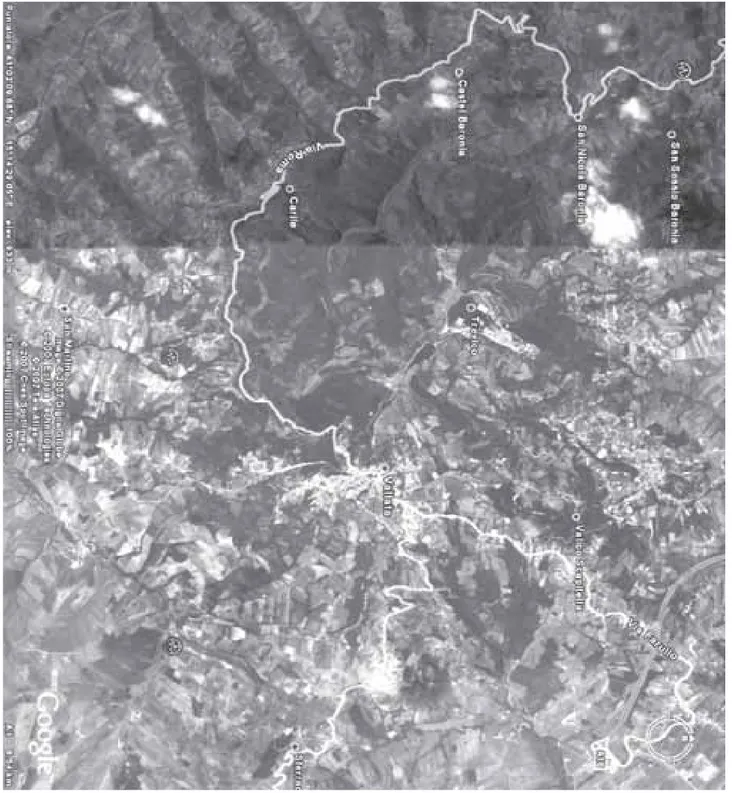 Fig. 3 - Immagine satellitare del territorio del già Circondario di Castelbaronia.