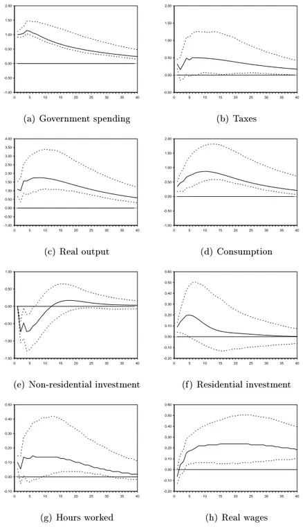 Figure 6: Impulse responses to a government spending shock.