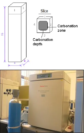 Figure II.3 Test sample and equipment  for carbonation resistance test 
