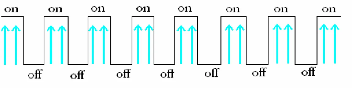 Fig 5.1 schematizzazione del treno di flash applicato al volontario 