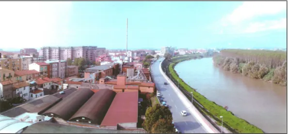 Fig. 28- Panoramica della fabbrica, con veduta sulla Via Tosco Romagnola e l’Arno.