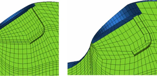 Figura 6.16 Particolare della mesh della geometria reale          Figura 6.17 Particolare della mesh di fig.6.15                              