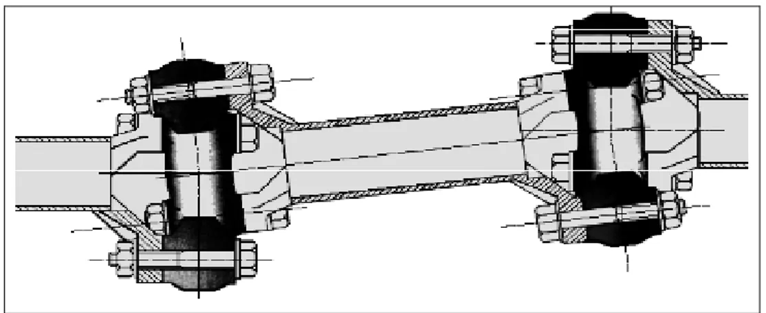 Figura 4-1 Schema del montaggio dei giunti elastici secondo quanto indicato dal  produttore (Termogomma)