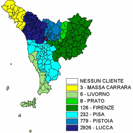 Figura 4.1 – Distribuzione della clientela per provincia di residenza 