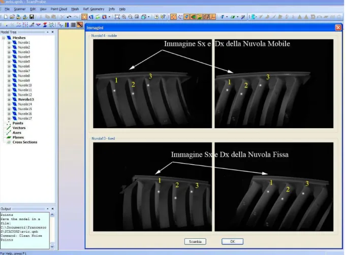 Figura 5.10  Tecnica fotogrammetrica per la registrazione di due nuvole di   punti caratterizzate dalle zone di sovrapposizione contenenti   i tre marker in comune