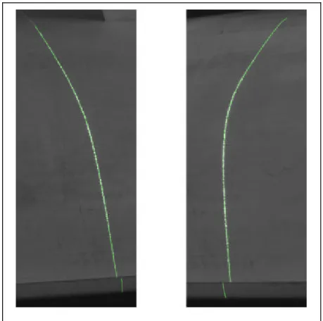Figura 5.5 Estrazione linea laser dalle immagini delle due telecamere 