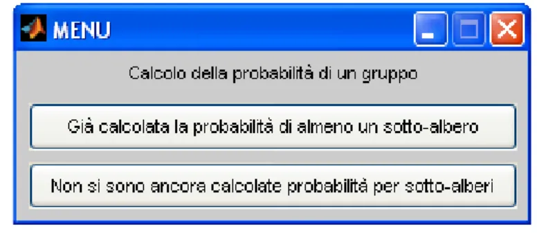 Figura 8.4: Menu “Calcolo della probabilit` a di un gruppo”